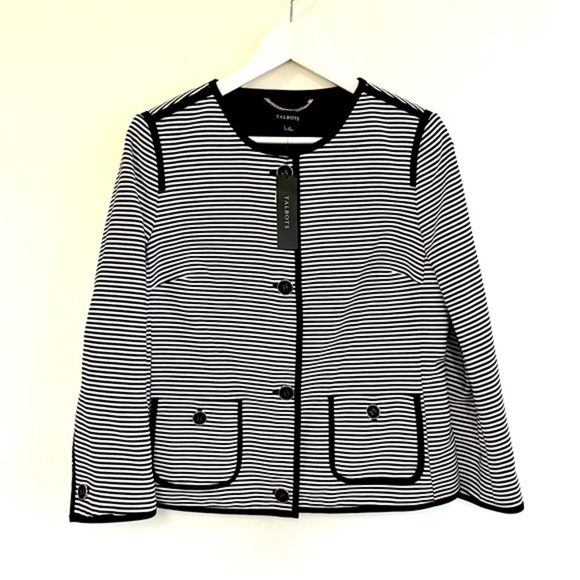 NWT Talbots Black Stripe Blazer - Picture 1 of 14